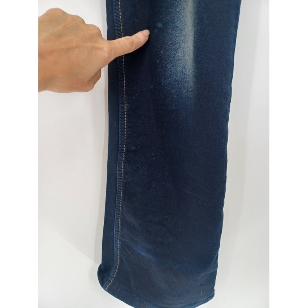 Carbon Slim Fit Jeans Men 40 Low Wasit Dark Wash Blue Whiskered Faded Distressed - Picture 14 of 15
